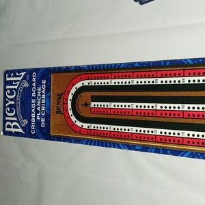 BICYCLE WOODEN CRIBBAGE BOARD GAME